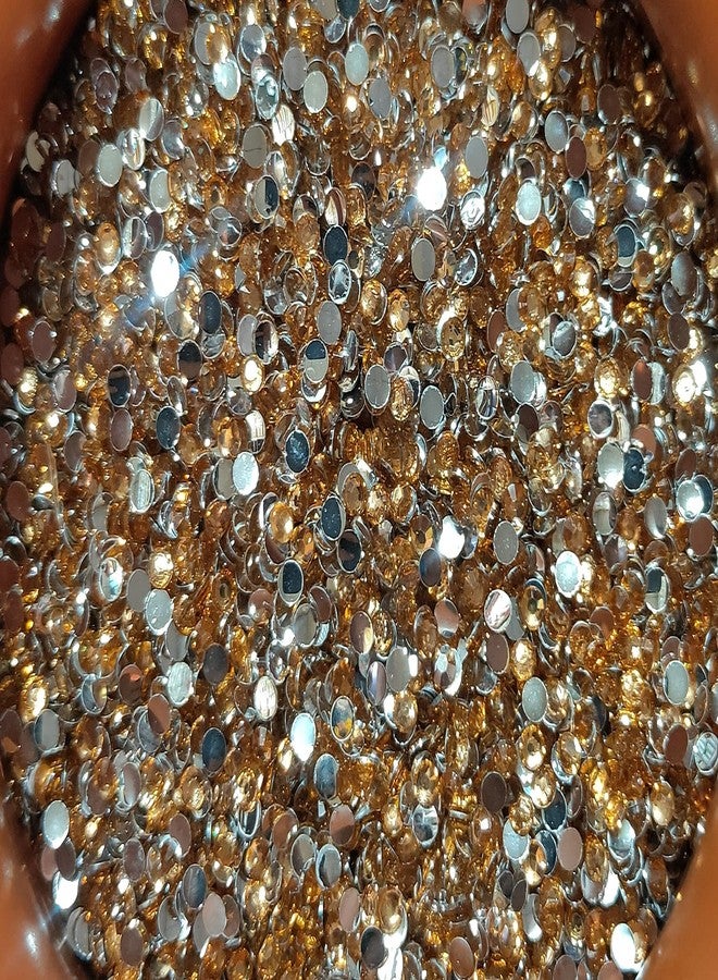 The Unique ® 5mm LCT Golden Colour Round Shape Stone Crystal Kundans Chandla Resin Beads Stone for Art & Craft, Jewellery Making, Bangles, Embroidery & DIY Works (Pack of 11000Pcs) with Fabric Glue - Image 2
